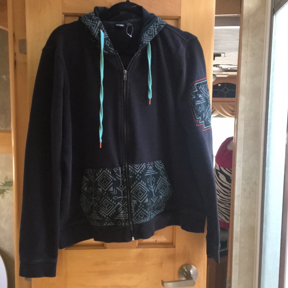Cruel Girl Black Zip up tribal hoodie